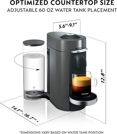 De'Longhi Nespresso Vertuo Plus Coffee & Espresso Maker - Titan Finish, Effortless Brewing