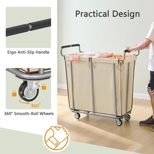 Gewudraw Large laundry hamper with Wheels, 2 Bag 360L Big Rolling Laundry Basket Sorter Cart, Extra Large Laundry Clothes Hamper, Heavy Duty Laundry Basket Organizer for Laundry Room,Bathroom