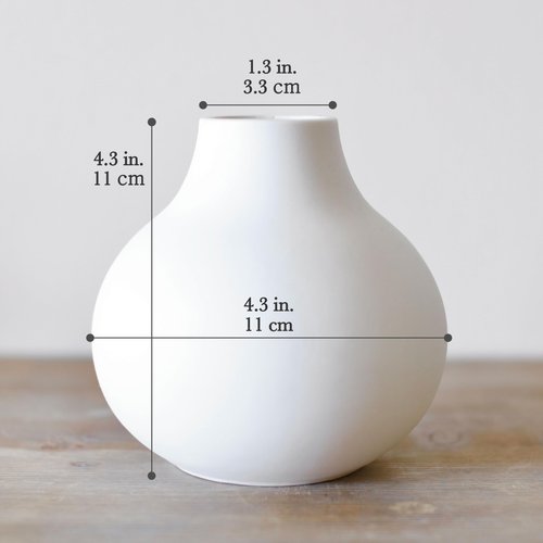 Carrot's Den White Round Vase - Minimalist Nordic, Japandi, Mid Century Modern Home Decor | Table Centerpiece, Wedding, Living Room, Bookshelf, Office, Modern Home, Entryway, Console (White)