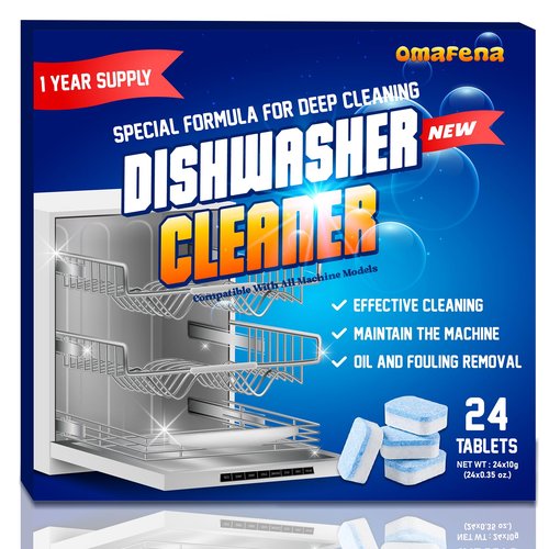 OmaFena Dishwasher Cleaner and Deodorizer Tablet -24Tablets Deep Cleaning Descaler for Dishwasher Machine - Remove Limescale,Odor,Smell,Mineral Buildup