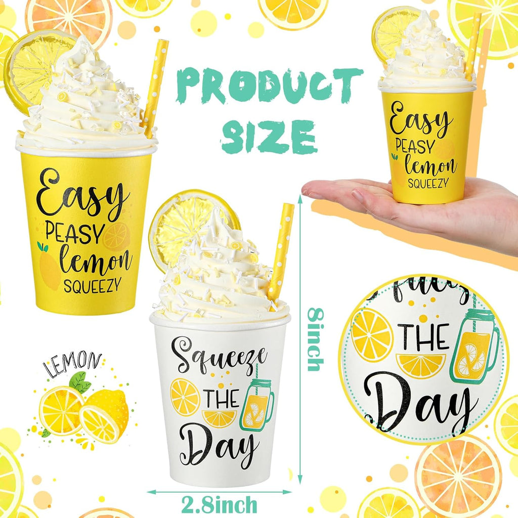 Yungyan Lemon Tiered Tray Decor - Faux Whipped Cream Cups for Summer Parties | Kitchen Centerpiece