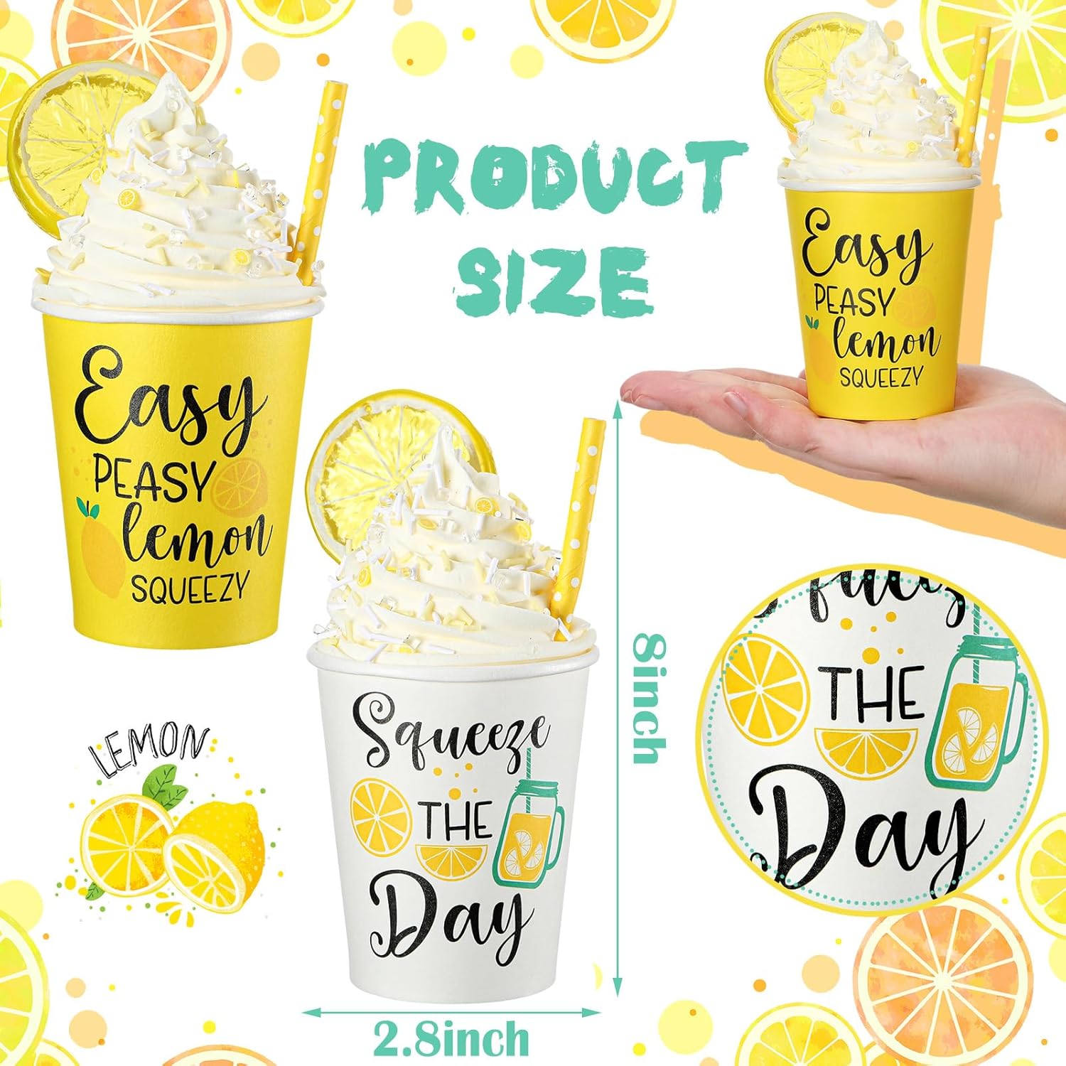 Yungyan Lemon Tiered Tray Decor - Faux Whipped Cream Cups for Summer Parties | Kitchen Centerpiece