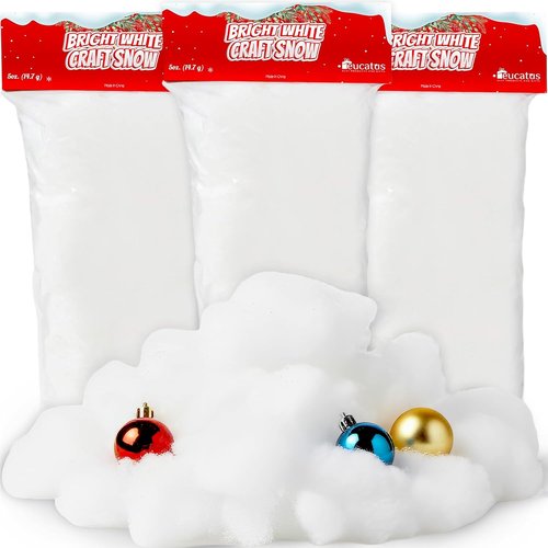 Eucatus Fake Snow Fluff Sheet - 45 Sqft Fluffy Cotton-Like Christmas Decoration for Mantle & Tabletop