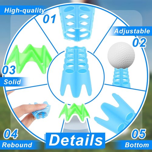 Honoson Golf Simulator Tees - 30 Durable Plastic Tees for Indoor/Outdoor Practice | 15 Tall & 15 Small