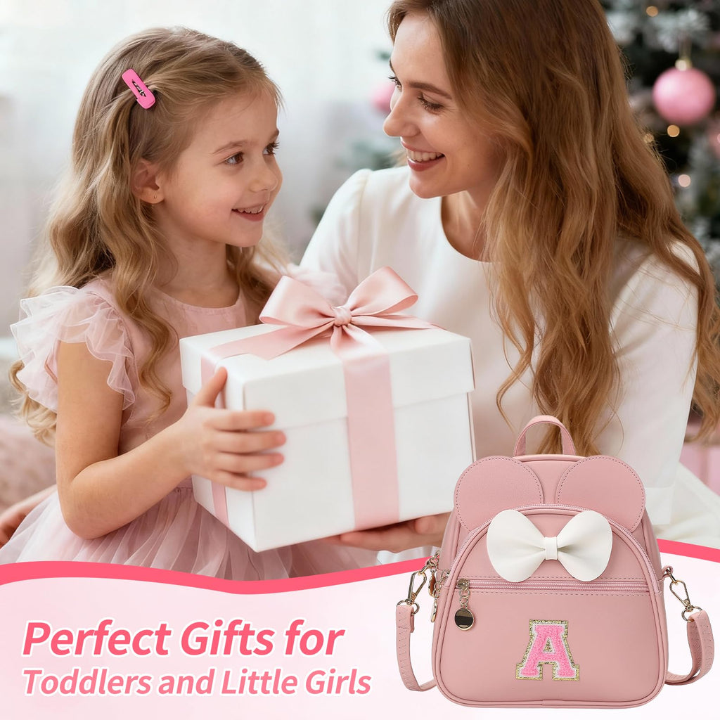 VLJTM Birthday Gift for 2 3 4 5 6 7 8 9 10 Year old Girls Personalized Initial Toddler Mini Backpack Purse for Kids-Pink-A