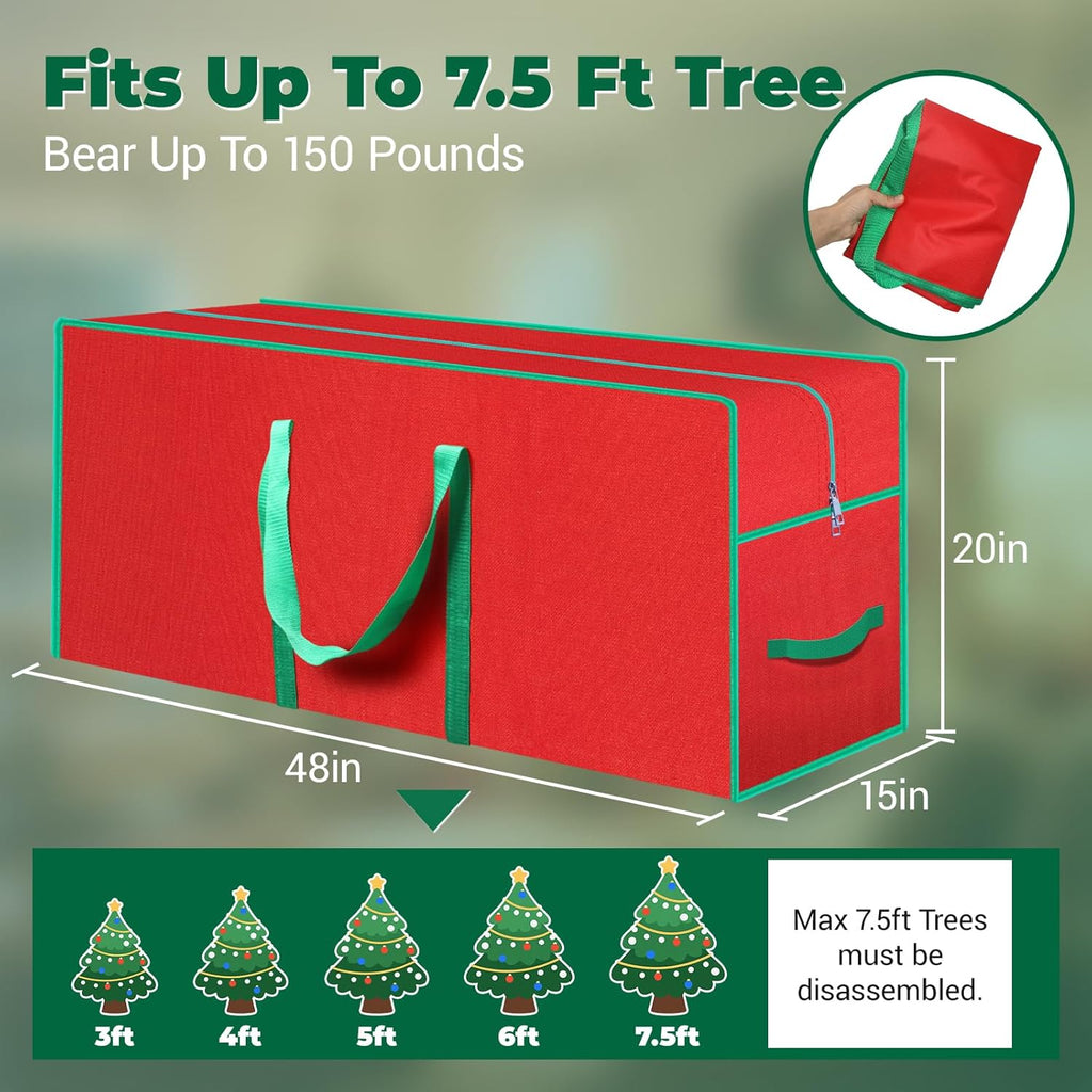 Skiennix Christmas Tree Storage Bag - Fits Up to 7.5 Ft | Durable 600D Oxford Cloth with Reinforced Handle and Card Slot
