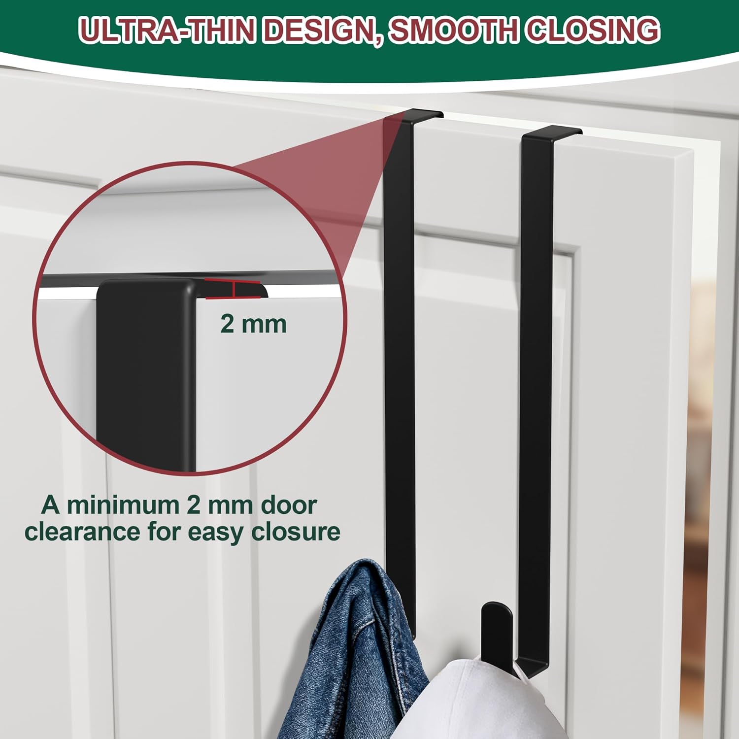 Skiennix 15" Reversible Wreath Hanger - Heavy Duty Steel Over The Door Hook, Holds Up to 80 LBS (Black)