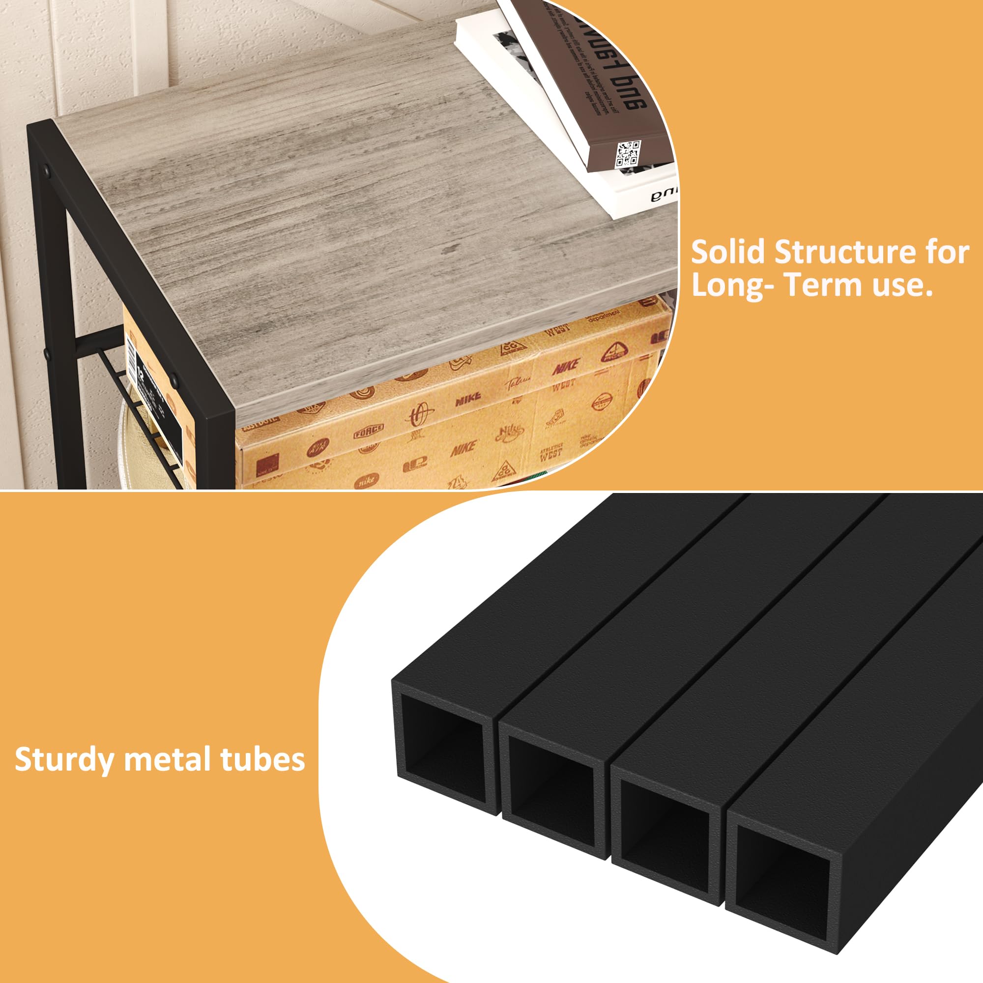 HOMEFORT 6 Tiers Shoe Rack Organizer,23" Shoe Storage Shelf for Closet, Shoe Rack for Entryway, Each Tier Fits 3 Pairs, Shoe Stand with Metal Shelves and MDF Top Board, Washed Gray