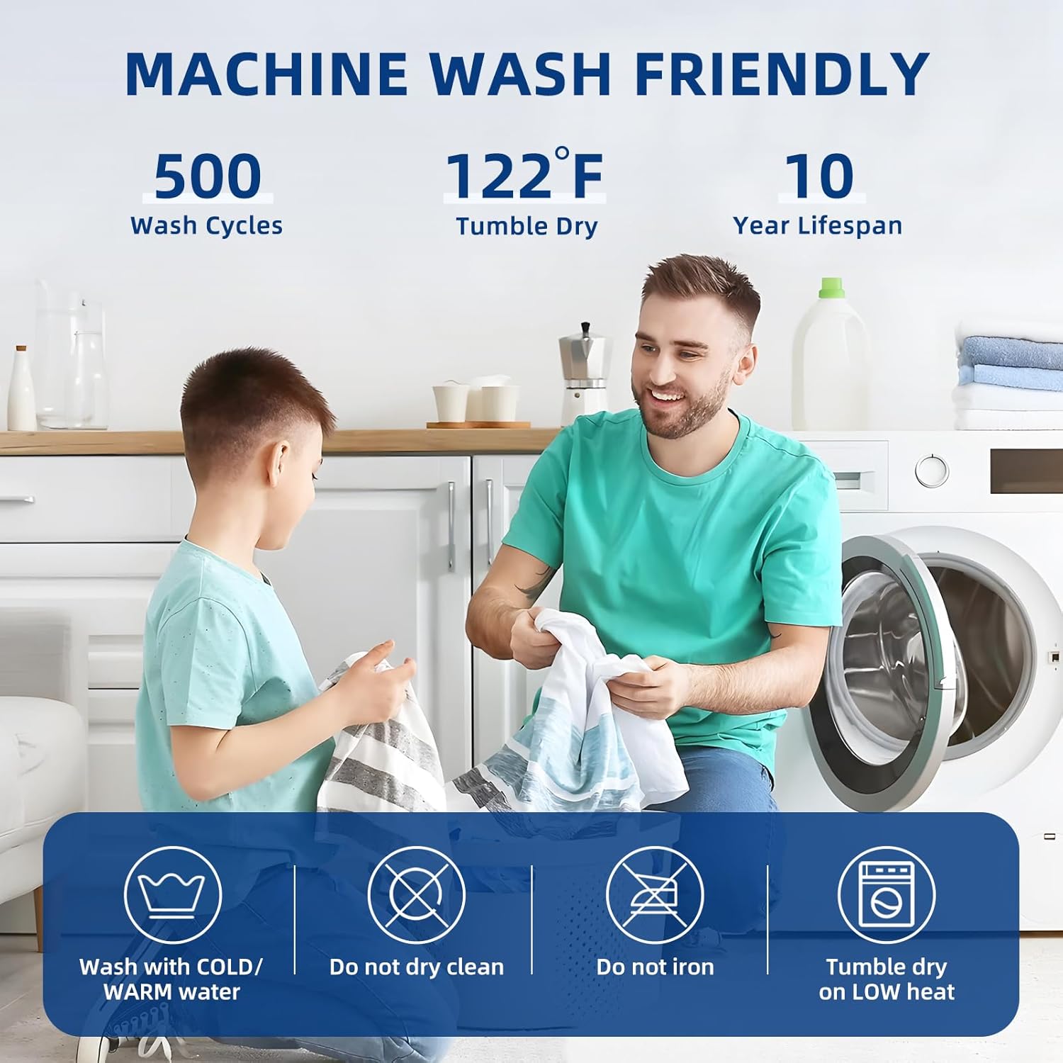 MEELUS Queen Mattress Protector - Breathable Waterproof Fitted Pad Cover | Soft, Noiseless & Washable, White