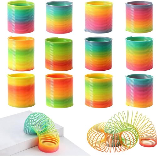 JOHOUSE Rainbow Magic Spring Toys - 12 PCS Colorful Plastic Party Favors for Kids | Fun Goodie Bag Stuffers