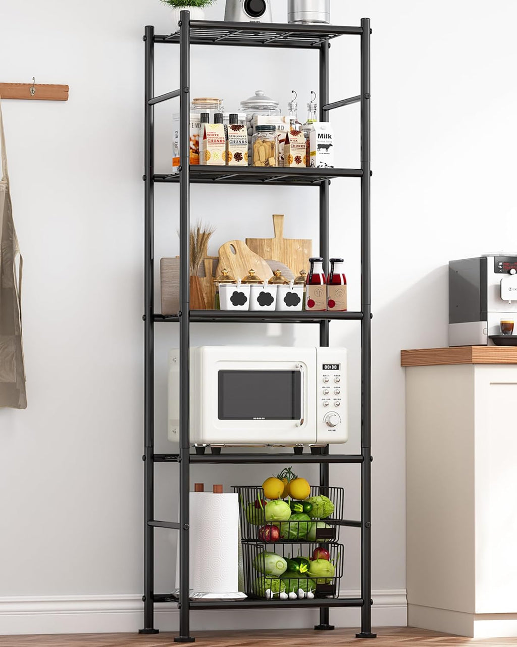 Sakugi Storage Shelves - Heavy Duty 5-Tier Shelf Organizer for Garage, Kitchen & Pantry | 18.4" W x 12.6" D x 57.4" H, Black