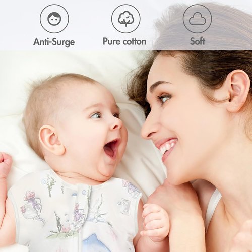ANYEDDE 2-Pack Arms Up Swaddle - Breathable Newborn Sleep Bags with Removable Cuffs | 0-3 Months, Blue Dolphin
