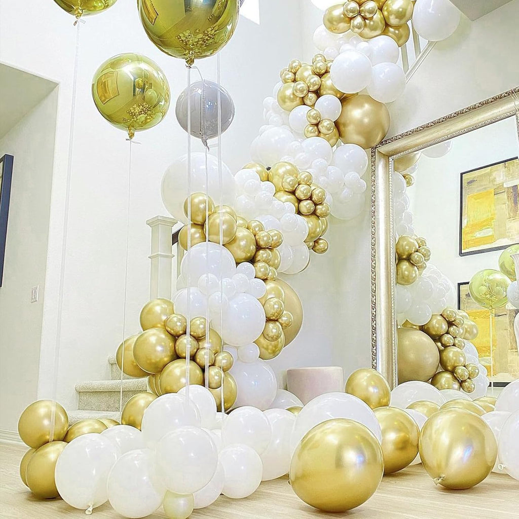 PartyWoo Metallic Gold Balloons - 50pcs 12 Inch Chrome Latex Helium Balloons for Celebrations