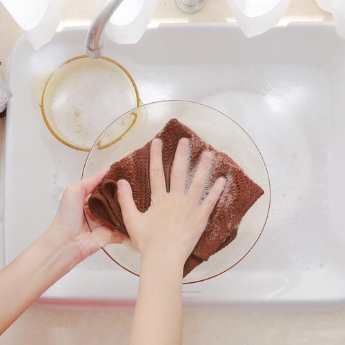 Homaxy 100% Cotton Dish Cloths - Ultra Soft, Absorbent & Quick Drying | 12-Pack, 12 x 12 Inches, Rust