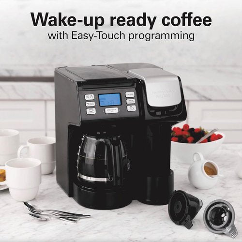 Hamilton Beach FlexBrew Coffee Maker - 2-Way Brewing with K-Cup Pods or Grounds, Black | Single Serve & 12-Cup Pot