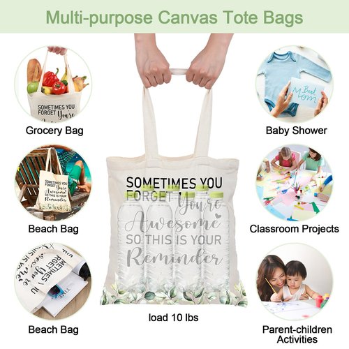 Roowest 60 Pcs Employee Appreciation Gift Totes Bulk Inspirational Canvas Bags Reusable Cotton Bag(Sometimes)