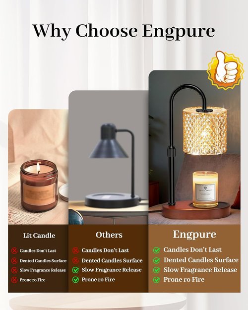 Engpure Candle Warmer Lamp - Adjustable Height & Timer | Perfect Gift for Women, Home Décor