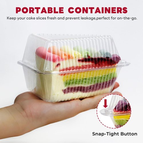 200 Pcs Individual Cake Slice Containers,Clear Pie Slice Containers Plastic Disposable,Cake Slice Boxes For 6”-8” Diameter Cake or Pie Slices, Desserts(4.4 Inches),envases para postres con tapas