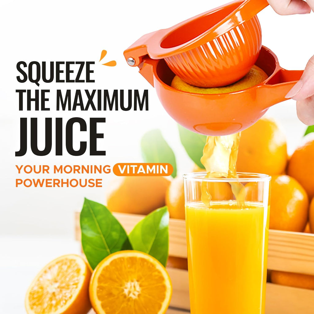 Zulay Kitchen Premium Metal Orange Squeezer - Heavy-Duty Citrus Juicer for Maximum Juice Extraction | Ergonomic & Dishwasher Safe (Orange)