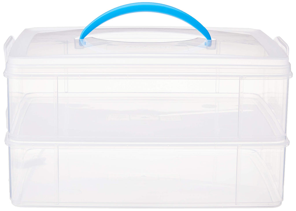 Snapware Snap 'N Stack Portable Storage Bin for Tools and Craft Storage, 14.1 x 10.5-Inch Clear BPA-Free Container, Tool Box with Stackable Trays, Microwave, Freezer and Dishwasher Safe