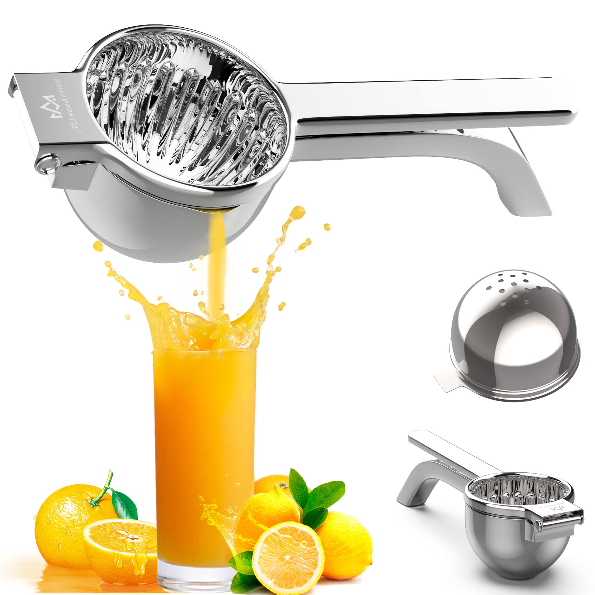 Miscedence Large lemon squeezer, Manual Juicers stainless steel citrus juicer All Size Fruits Can Squeeze Juice, Large Yield, Suitable For Lemons, Oranges, Pomegranates, Grapes