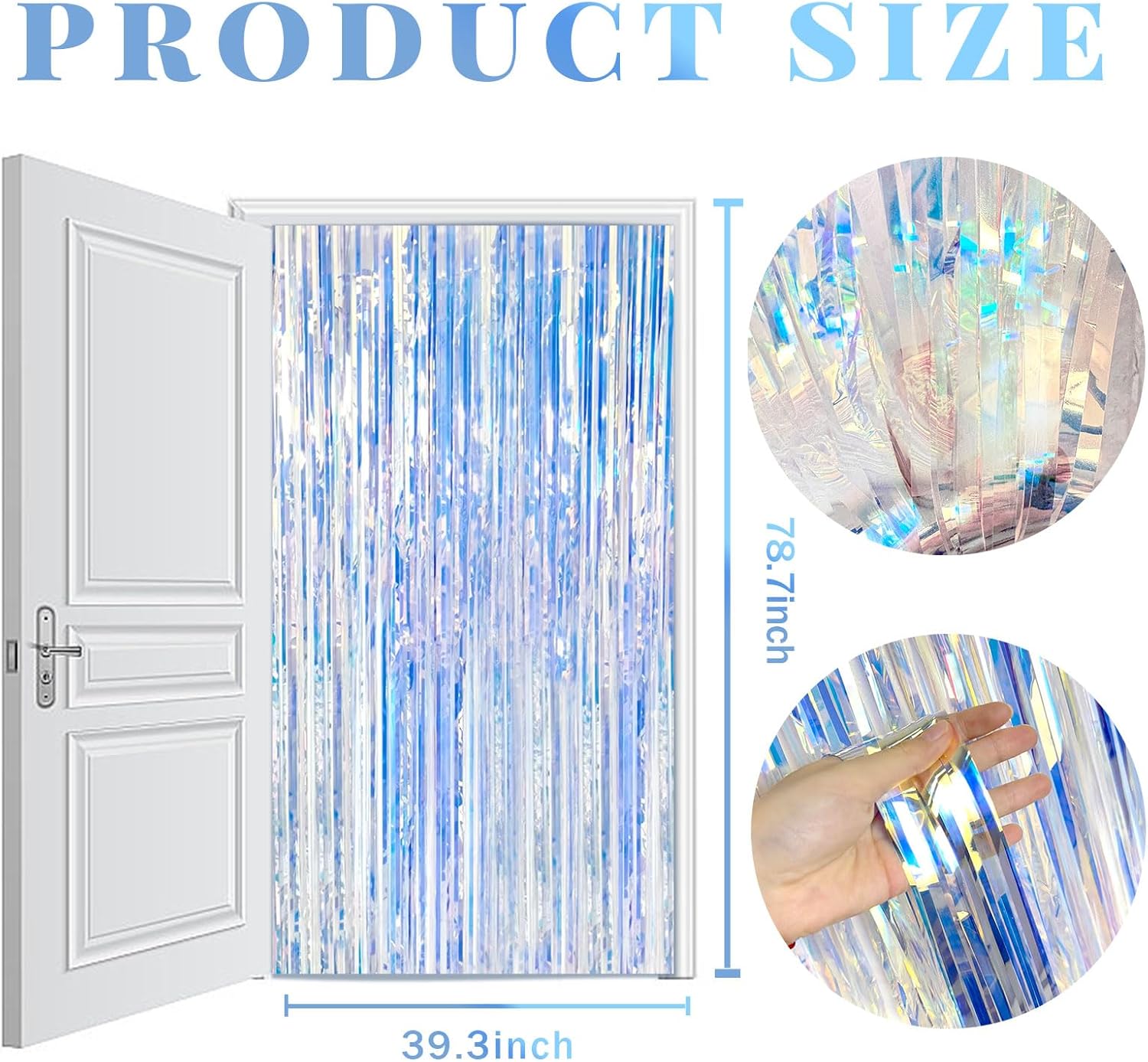 Skiennix 10 Pack Foil Curtain Backdrop - Iridescent Metallic Tinsel Fringe for Party Decor