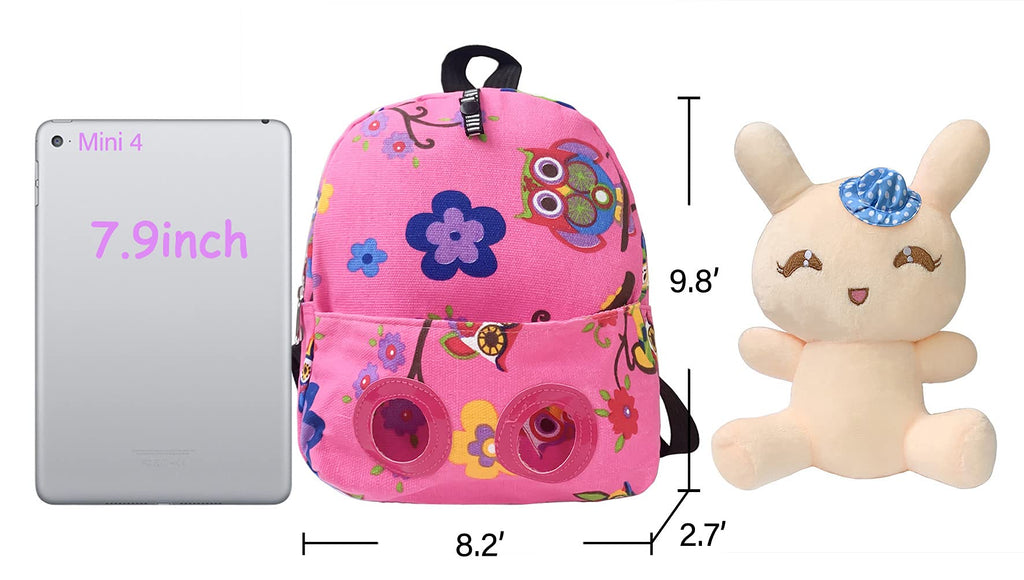 Suerico Cute Kids Toddler Backpack Plush Toy Snack Travel Bag Pre-School Bags for Girls(Pink)