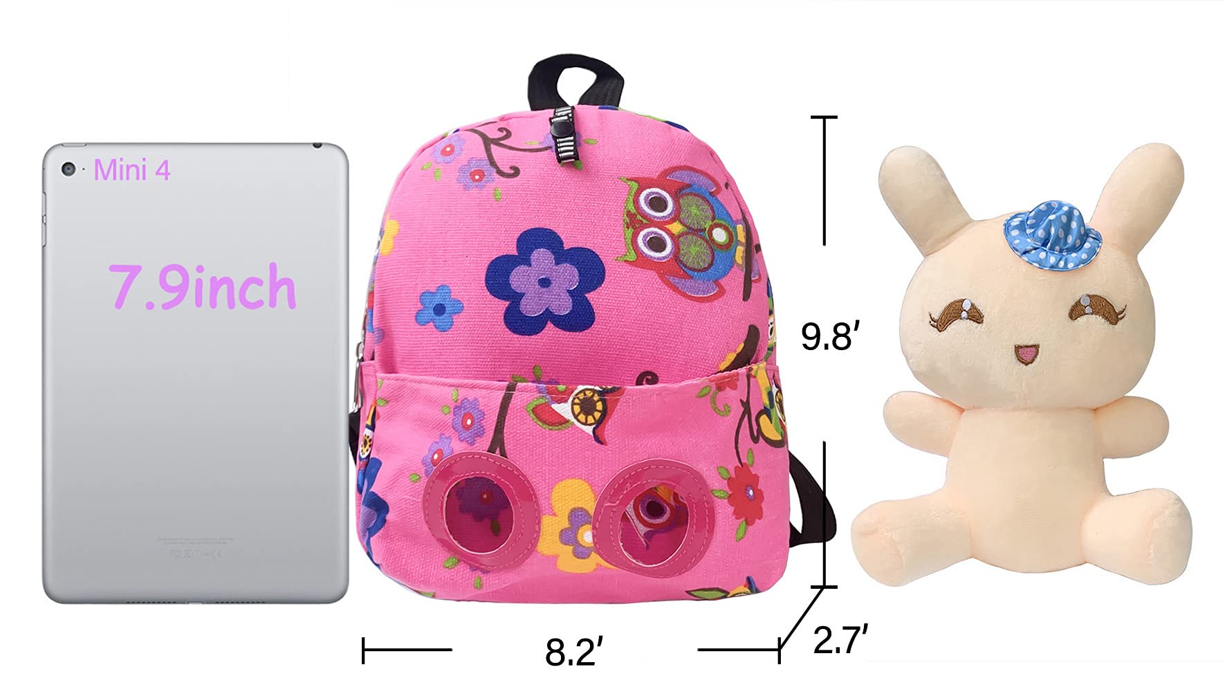 Suerico Cute Kids Toddler Backpack Plush Toy Snack Travel Bag Pre-School Bags for Girls(Pink)
