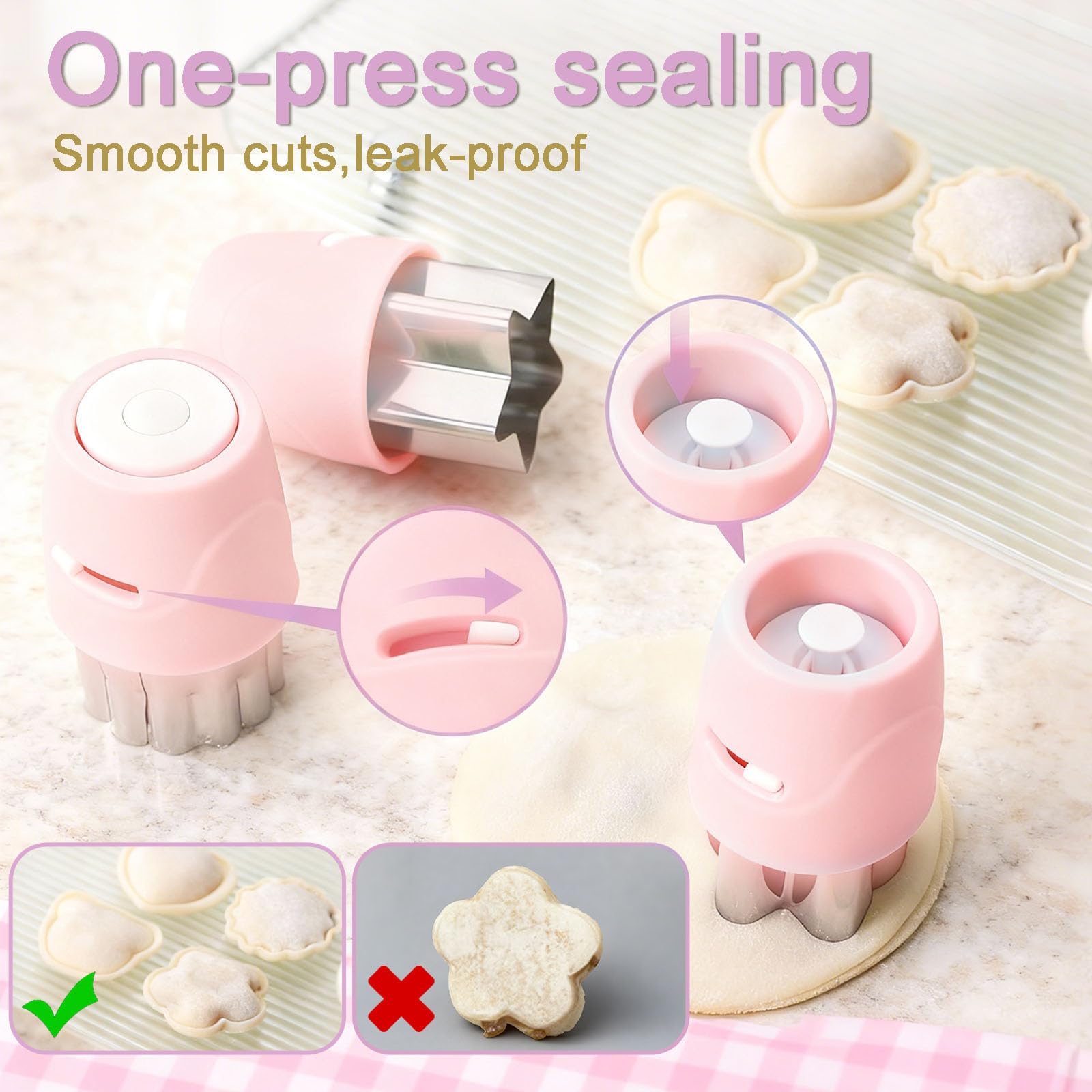 CHICHAUS 20Pcs Cookie Cutters & Biscuit Cutter Set - Multi-Shape Fruit/Vegetable Cutters for Kids Lunch Accessories, Food-Grade Stainless Steel Molds for Home Baking (PINK)