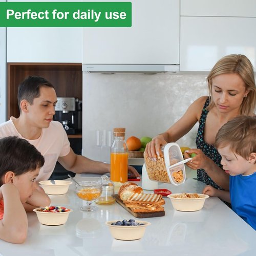 Bionutrio Paper Bowls 10 oz, 100 Pack Small Disposable Bowls, Heavy Duty Paper Bowls for Hot Soup, Salad, Dessert, 100% Compostable Biodegradable Microwavable Safe