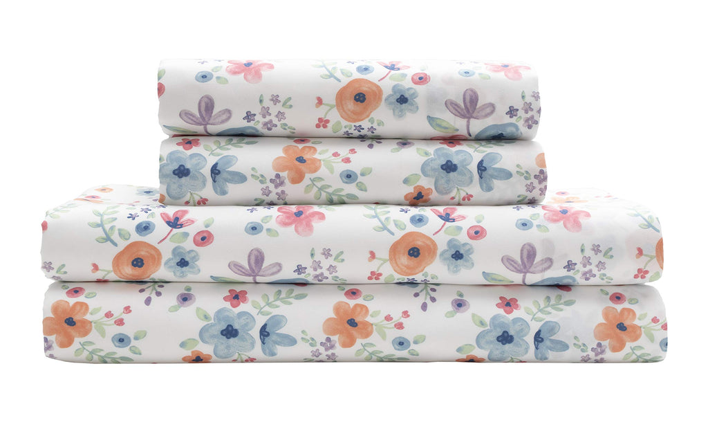 MALLARY BY MATTHEW Kids Super Soft-Soft 100% Microfiber Print Sheet, Watercolor Floral Print, Full