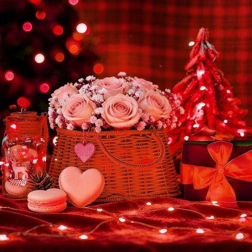 LAMPHOME 6 Pack Red Valentine's Fairy Lights - 7 ft Battery Operated LED Mini String Lights | Waterproof Silver Wire for DIY Decor