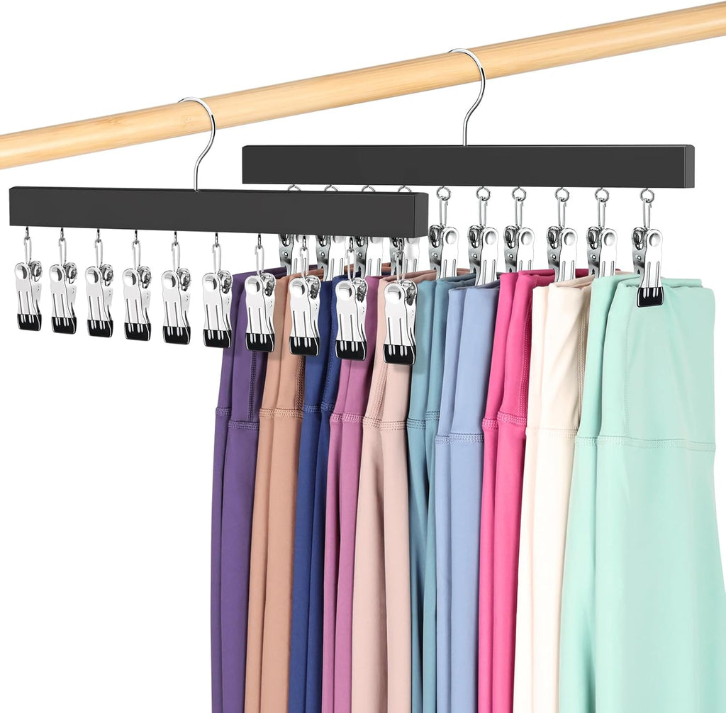 Skiennix Legging Organizer - 360° Rotating Closet Hangers for 20 Leggings, Jeans, and More | 2-Pack