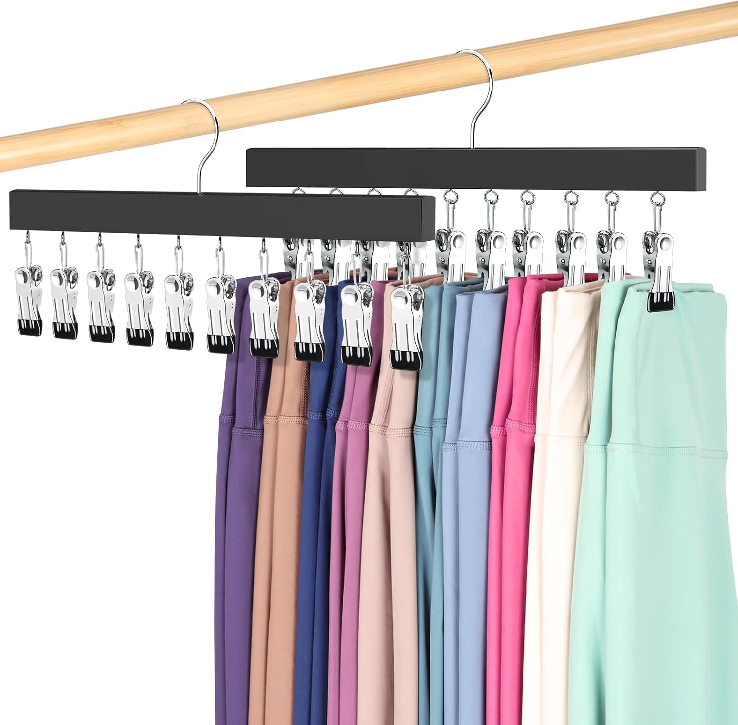Skiennix Legging Organizer - 360° Rotating Closet Hangers for 20 Leggings, Jeans, and More | 2-Pack