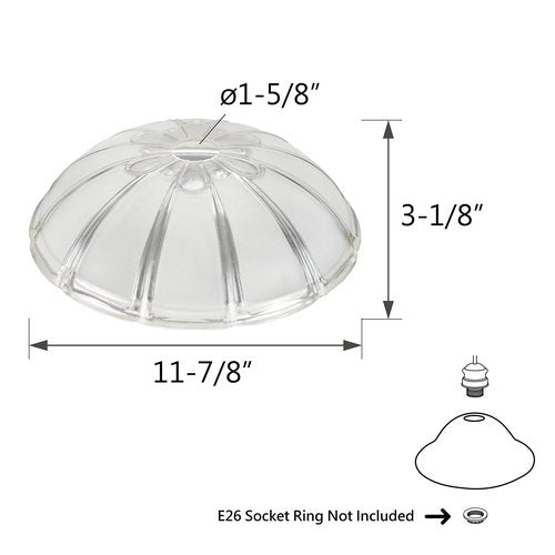 Aspen Creative 23508-01 Clear&Sandblasted/2 Tone Replacement Glass Shade for Medium Base Socket Torchiere Lamp, Swag Lamp,Pendant,1 Light Wall Sconce & Island Fixture.11-7/8" Diameter x 3-1/8" High.