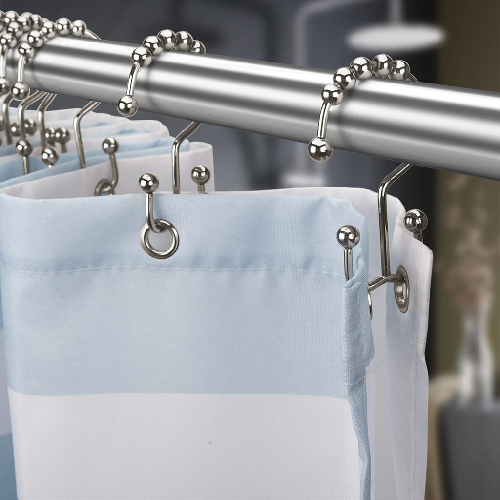 Titanker Shower Curtain Hooks - Rust Resistant Metal Double Glide Design | Set of 12 Nickel Hooks