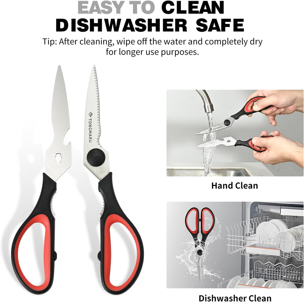 Skiennix Heavy Duty Kitchen Shears - All-Purpose Scissors with Serrated Blades & Nutcracker Function | Dishwasher Safe