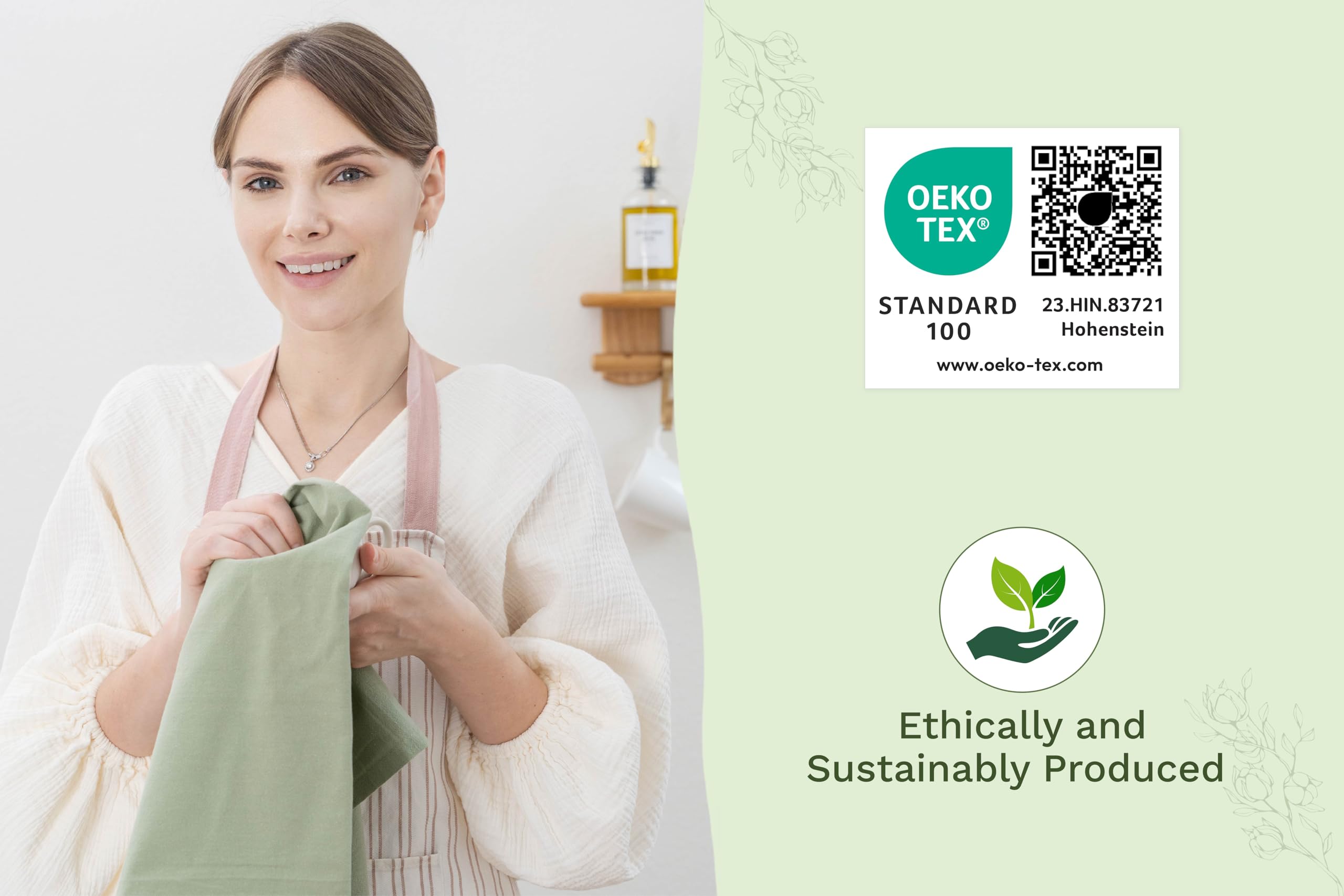 Sage Green Flour Sack Tea Towels - 100% Organic Cotton, 5 Pack, 27"x27", Highly Absorbent Dish Towels - Versatile Kitchen Towels for Baking - Customizable and Easy to Embroider (5 Pack - Sage Green)