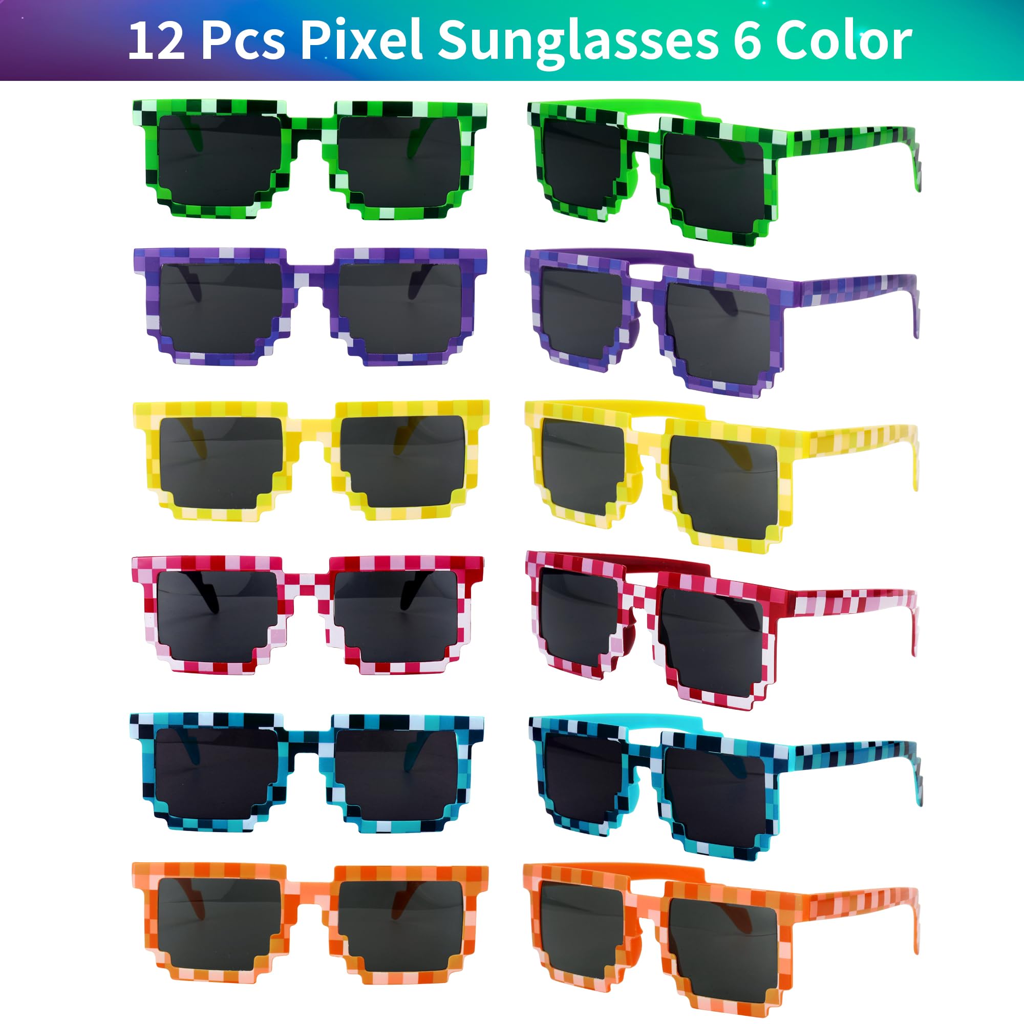 PLOUGVI 320PCS Video Game Party Favors for Kids-Including Goodie Bags, Glasses, Straws, Bubble Wands, Stickers, Cake Toppers, Tattoos & More-Perfect for Theme Party Decorations & Piñata Fillers
