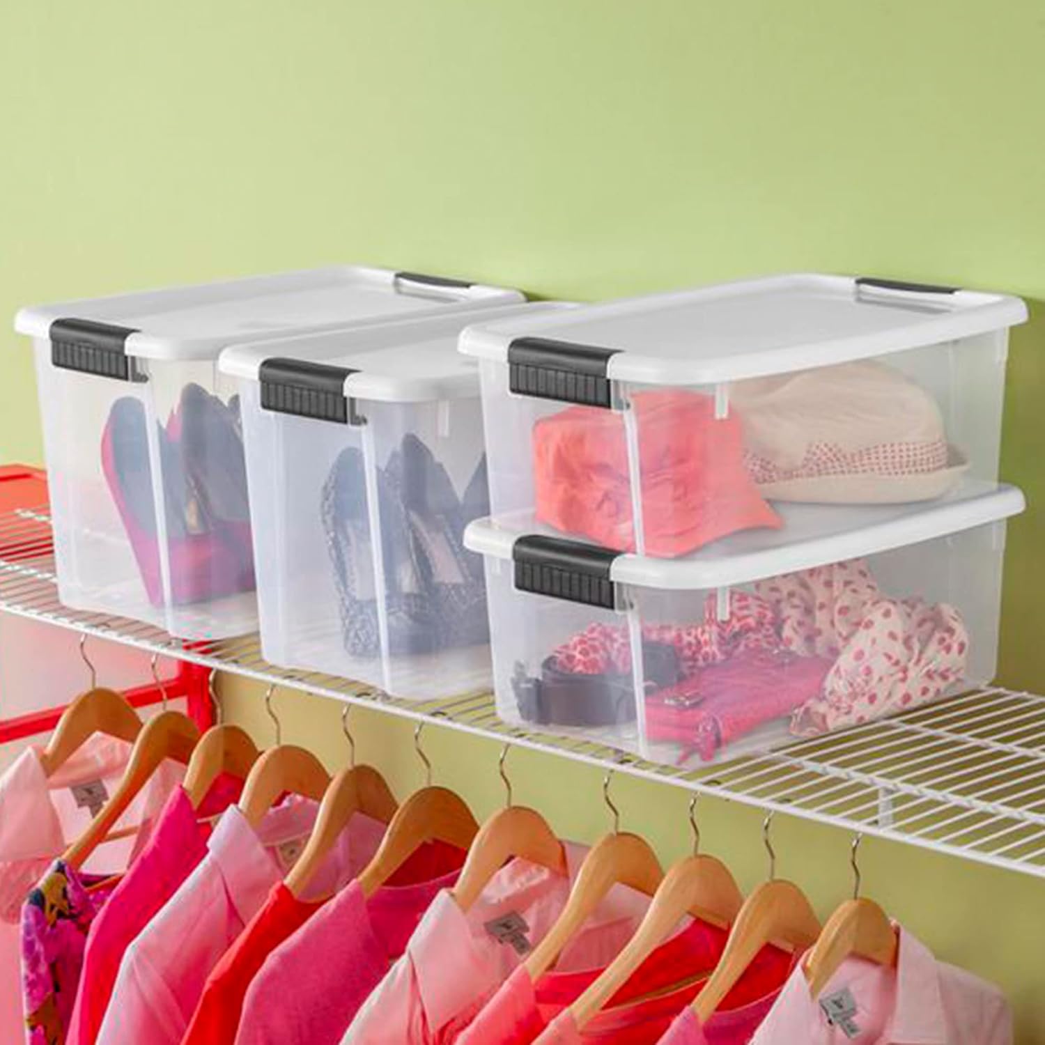 Sterilite 12-Pack Ultra Latching Storage Bins - Clear Plastic 30 Quart Organizing Containers for Home & Office