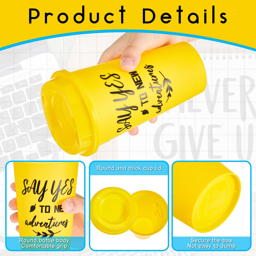 FillTouch 72 Pcs Inspirational Cups Bulk Employee Appreciation Gifts, 16 oz Reusable Plastic Coffee Cups for Coworkers, Staff, Teammates, Office Prizes for Women and Men (Bright Color,Inspirational)