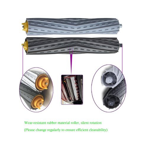 2 Sets Rubber Roller Brushes, Replacement Parts for iRobot Roomba 800 & 900 Series, 2 Sets Debris Extractor