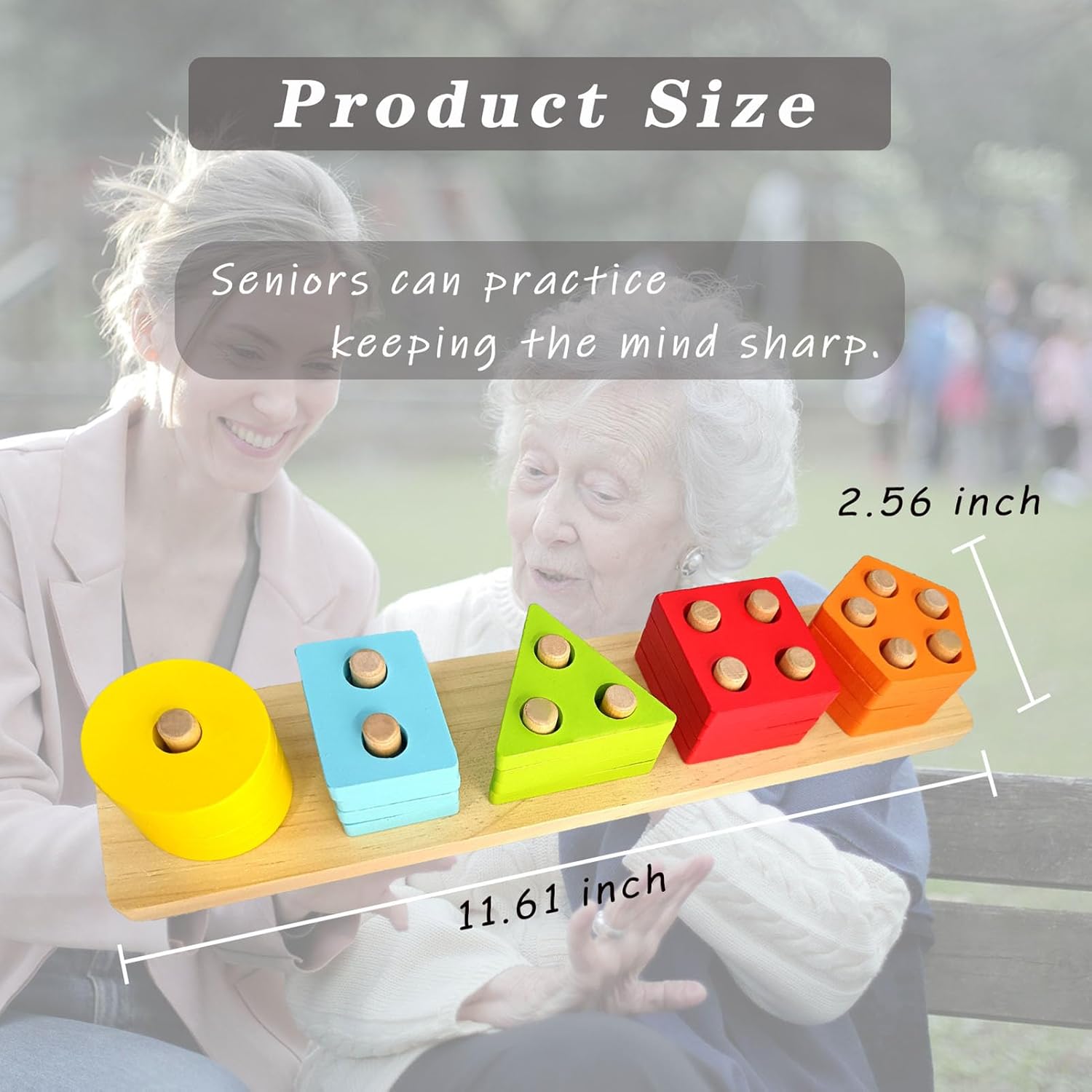 Skiennix Dementia Activities for Seniors - Geometric Colors & Numbers Wooden Puzzles | Cognitive Training Games
