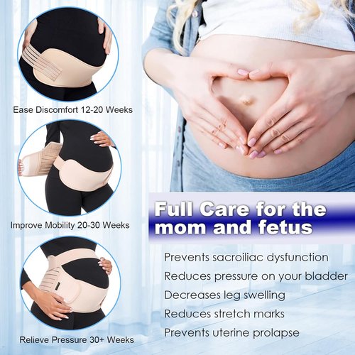 ChongErfei Maternity Belt - 3-in-1 Pregnancy Support for Back, Pelvic & Hip Pain | Black, Size L (39.5"-51.3")