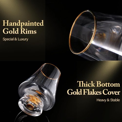 DUJUST Snifter Glasses Set of 6 (8oz), Crystal Whiskey Glasses with 24K Gold Leaf Flakes, Luxury Tasting Glasses for Brandy/Cognac/Bourbon/Tequila/Scotch, BPA-Free & Lead-Free