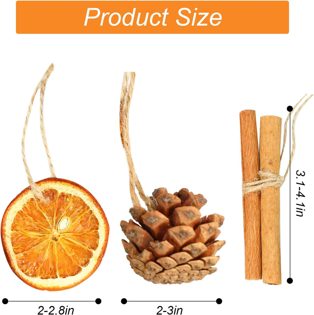 Natural Dried Orange Slices Christmas Ornaments Set by [Brand Name] - 31 Pcs with Cinnamon Sticks & Pinecones for Rustic Holiday Decor