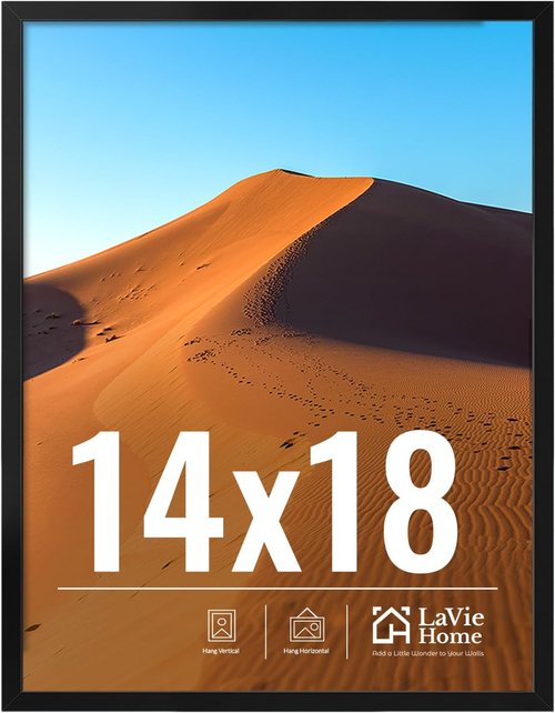 LaVie Home 14x18 Picture Frame - Classic Black Frame with HD Plexiglas for Vertical/Horizontal Display