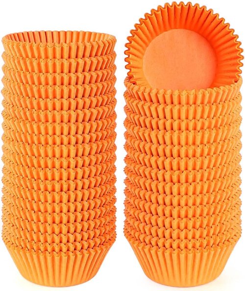 Caperci Orange Cupcake Muffin Liners - 500-Count, No Smell, Food Grade & Grease-Proof Paper