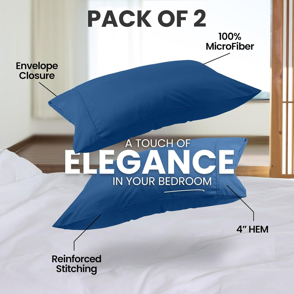 Utopia Bedding King Size Pillow Cases 2-Pack - Soft Brushed Microfiber - Oeko-TEX Certified, 20x40 Inches (Blue Dusk)