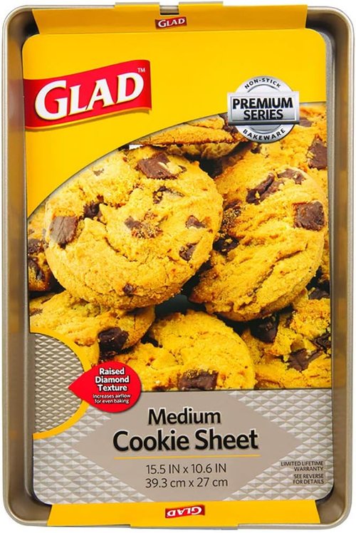 Glad Premium Nonstick Cookie Sheet - Heavy-Duty Baking Pan with Raised Diamond Texture | Medium Size